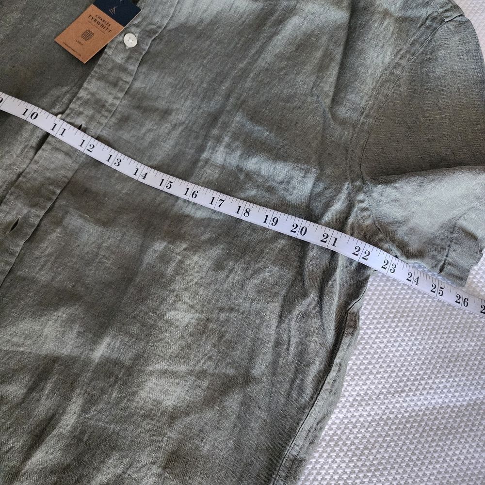 Charles Tyrwhitt Men's Green Pure Linen Shirt - Picture 10 of 14